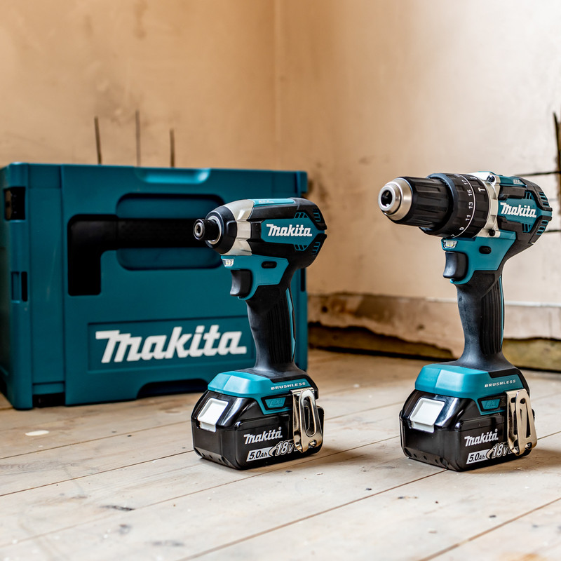 Makita 18V LXT Brushless Combi Drill and Impact Driver 2 Piece Kit 2 x 5.0Ah