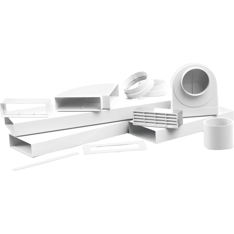 204mm Flat Channel Cooker Hood Kit 3m White