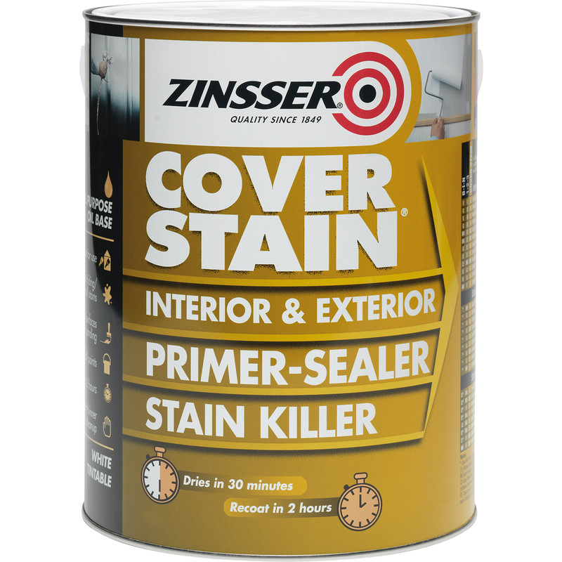 Zinsser Cover Stain Primer Paint White 1L