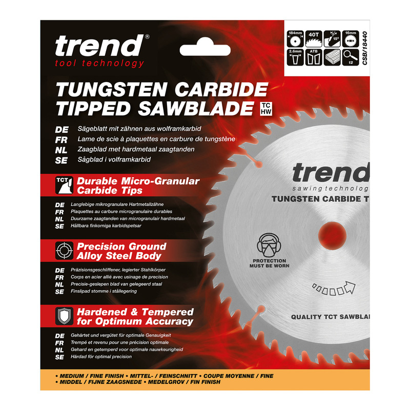 Trend Craft Circular Saw Blade 184 x 40T x 16mm CSB/18440