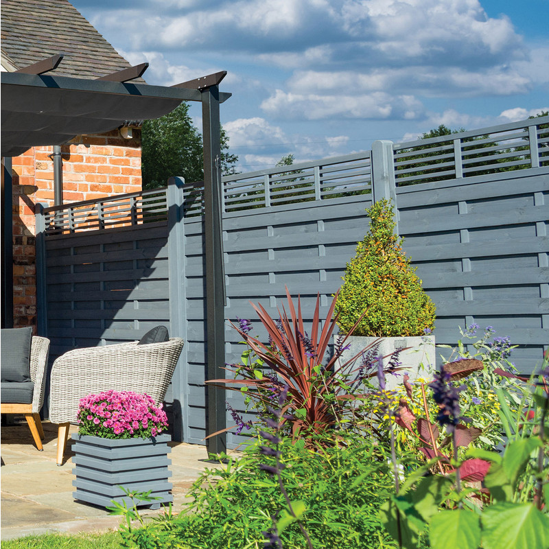 Rowlinson Sorrento Slat Top Fence Panel 3' x 6' - 180cm (h) x 90cm (w) x 3.5cm (d)