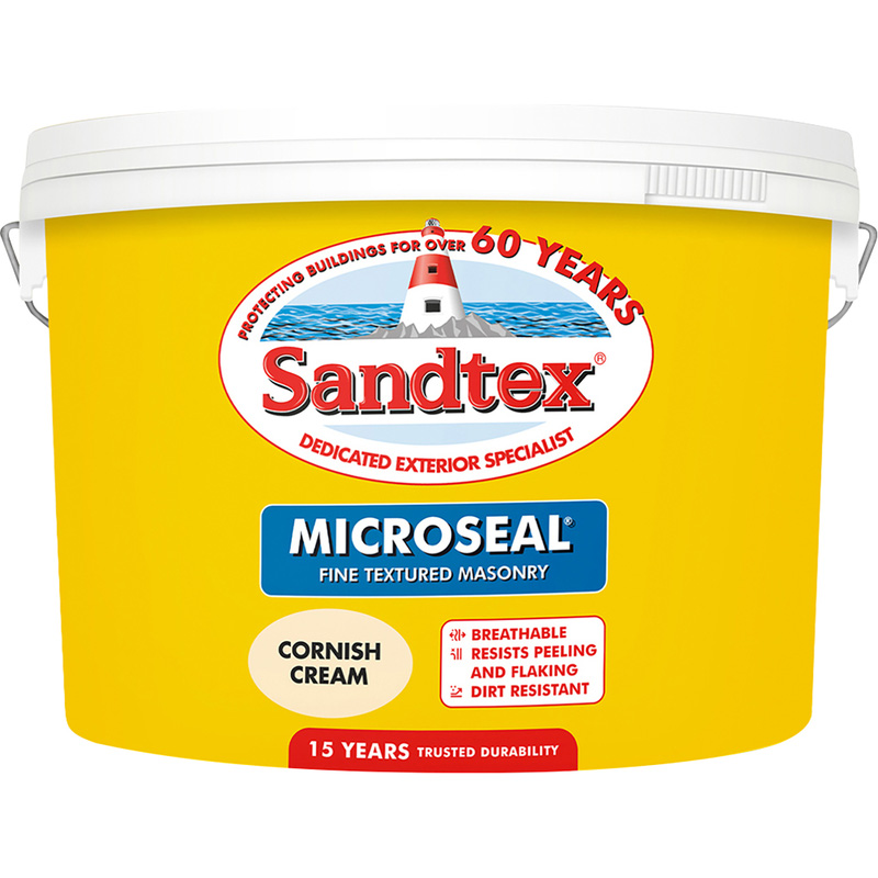 Sandtex Fine Textured Masonry Paint 10L Cornish Cream
