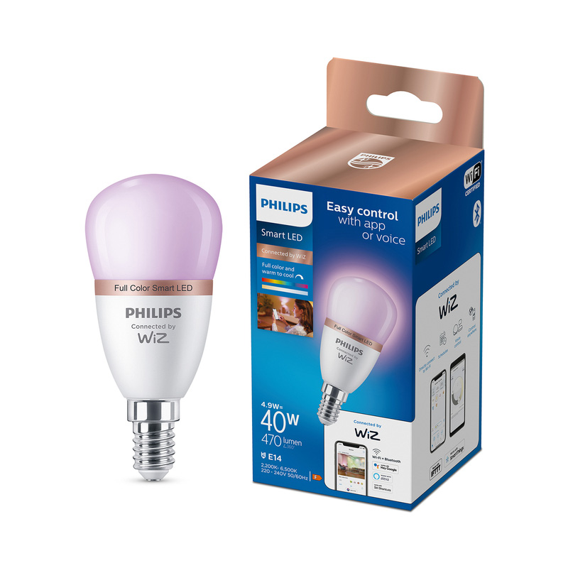 Philips WiZ LED P45 Colour Smart Light Bulb E14 40W