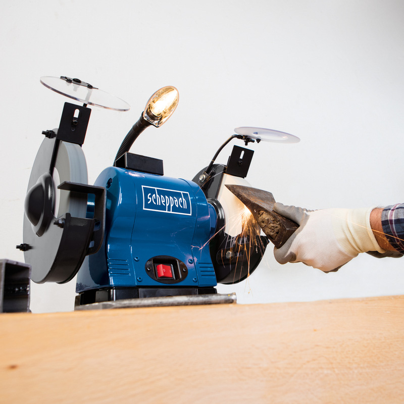 Scheppach BG200AL 550W 200mm Bench Grinder with White Stone 240V