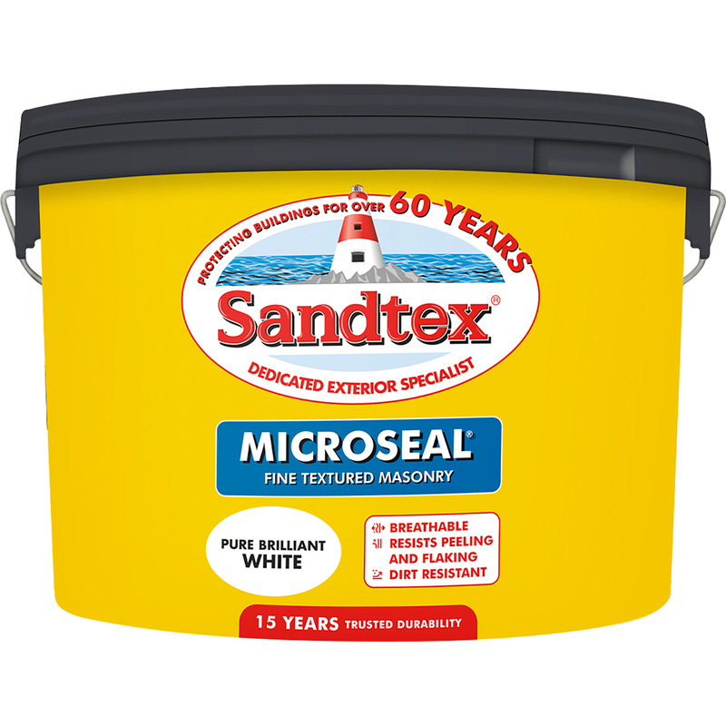Sandtex Fine Textured Masonry Paint 10L Pure Brilliant White