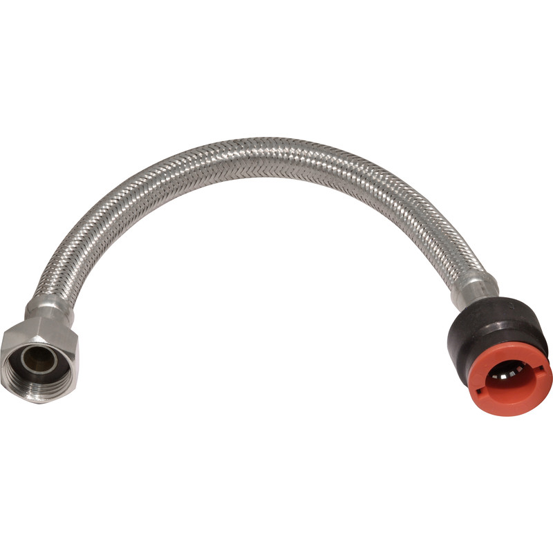 Flexible Tap Connector Pushfit 300mm 15mm x 1/2" 10mm Bore