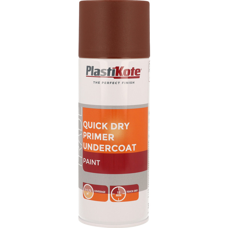 Plastikote Quick Dry Primer Undercoat Spray Paint 400ml Red Oxide
