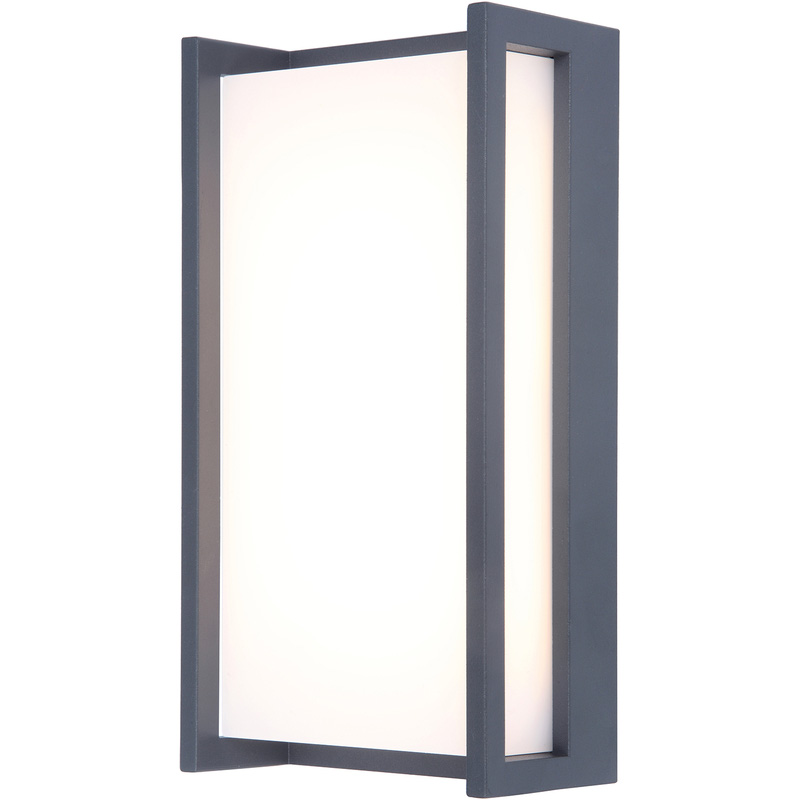 Lutec Qubo Integrated IP54 LED Wall Light 18W 1100lm 3000K Dark Grey