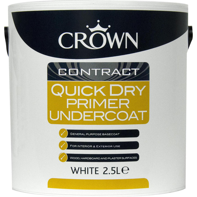 Crown Contract Quick Dry Primer Undercoat Paint 2.5L White