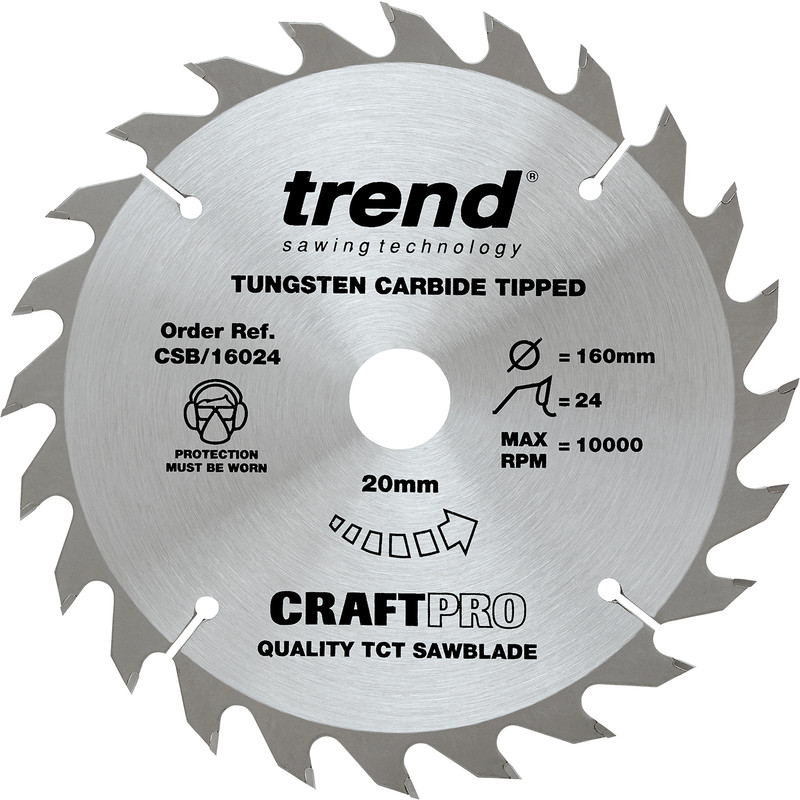 Trend Craft Thin Kerf Circular Saw Blade 165 x 24T x 20mm CSB/16024