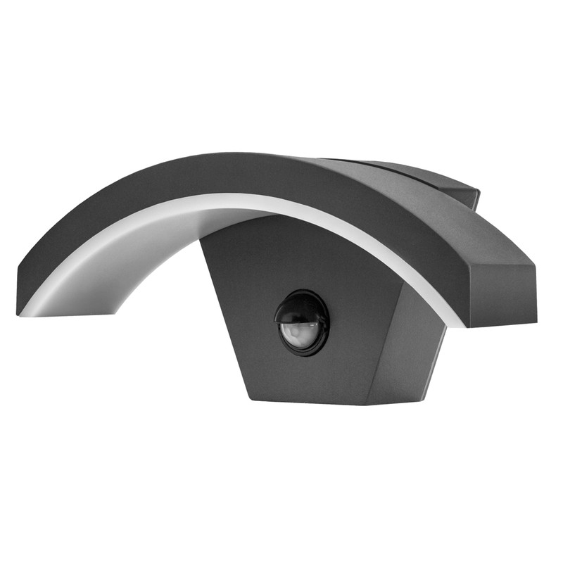 Integral LED Curve PIR Wall Light IP54 8W 360lm 3000K Dark Grey