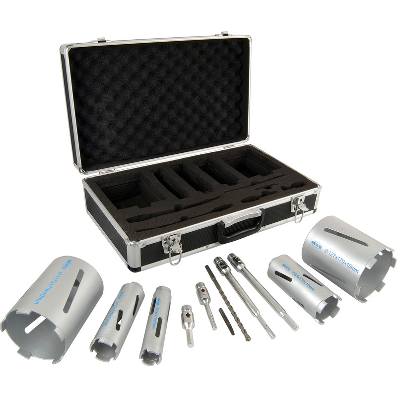 Premium Dry Diamond Core Drill Bit Kit 5 Core