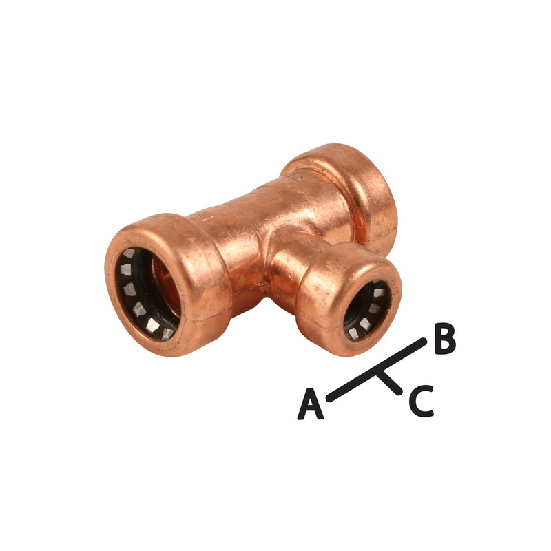Pegler Yorkshire Tectite Sprint Push-Fit Reducing Tee 15 x 15 x 10mm