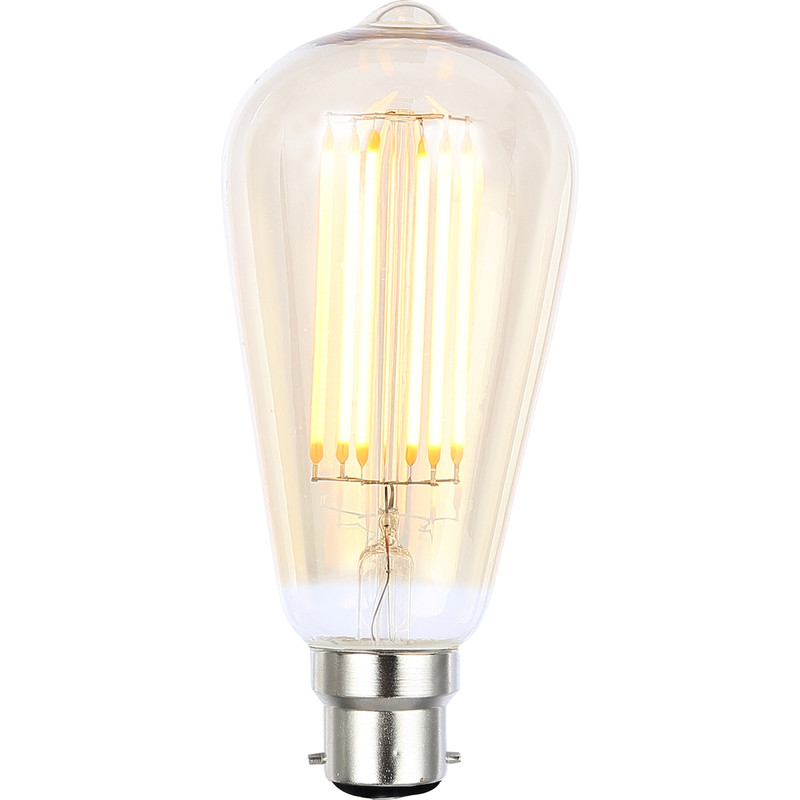 Vintage LED Filament ST64 Dimmable Bulb Lamp 6W BC 500lm Tint