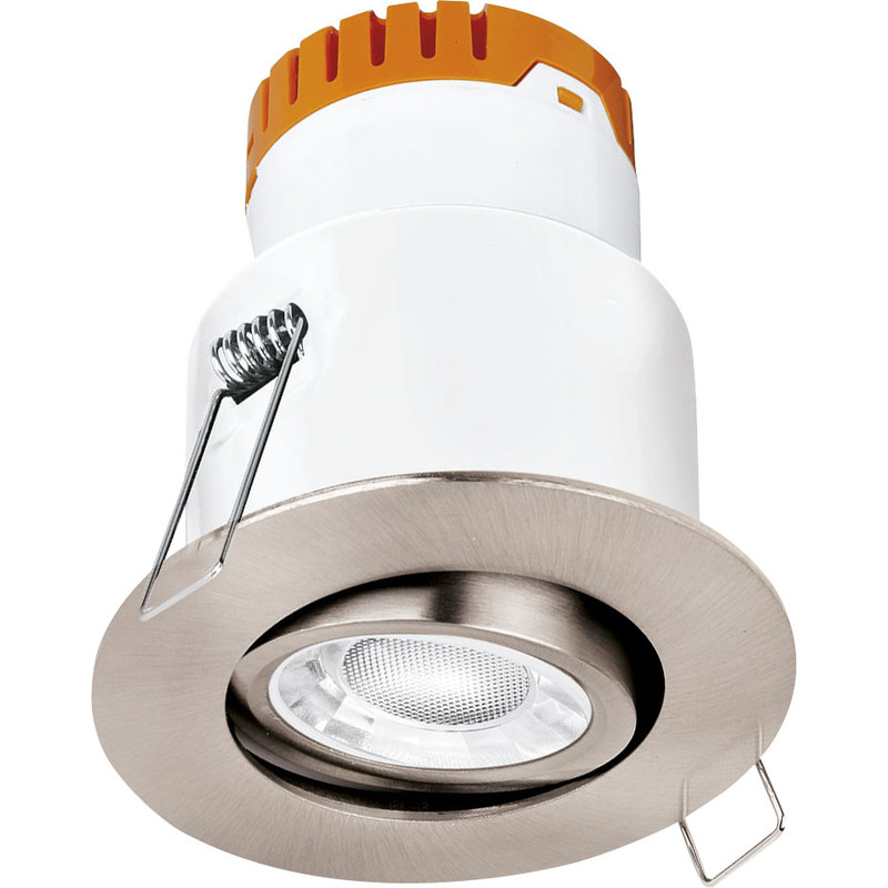Enlite E8 Adjustable 8W Dimmable IP20 Fire Rated LED Downlight Satin Nickel 3000K 595lm