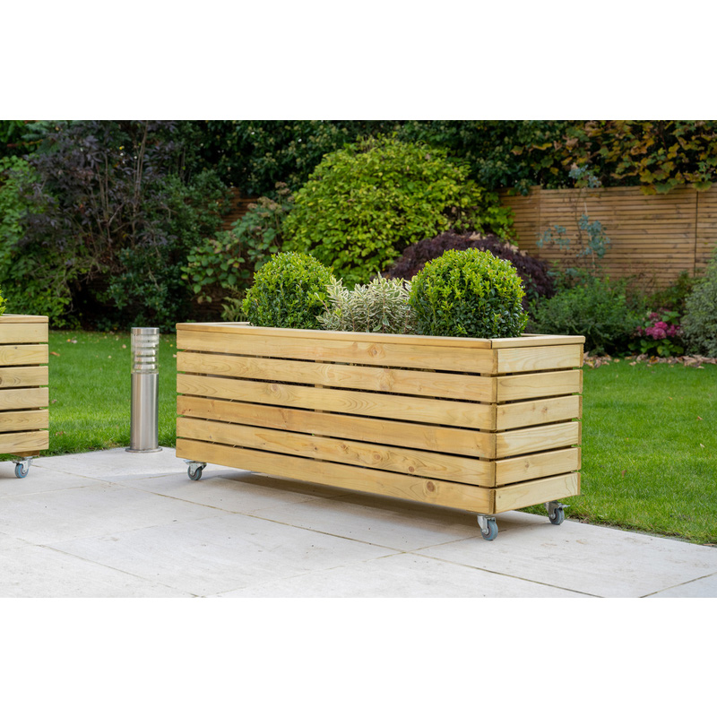 Forest Garden Linear Planter - Long with Wheels 120 x  40 x  49.6cm