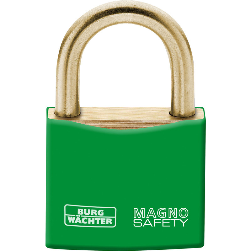 Burg-Wächter Magno Brass Safety Lockout Padlock Green 40mm
