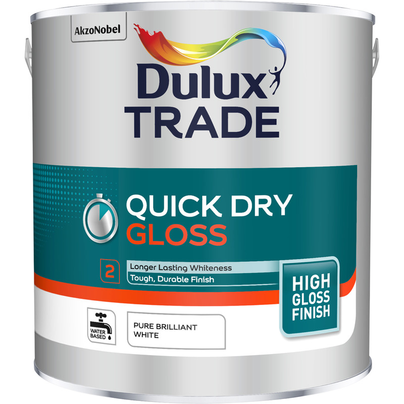 Dulux Trade Quick Dry Gloss Paint Pure Brilliant White 2.5L
