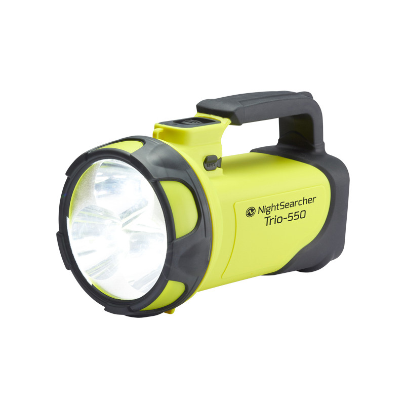 Nightsearcher Trio LED Rechargeable Handlamp Torch Yellow 550lm 600m Beam