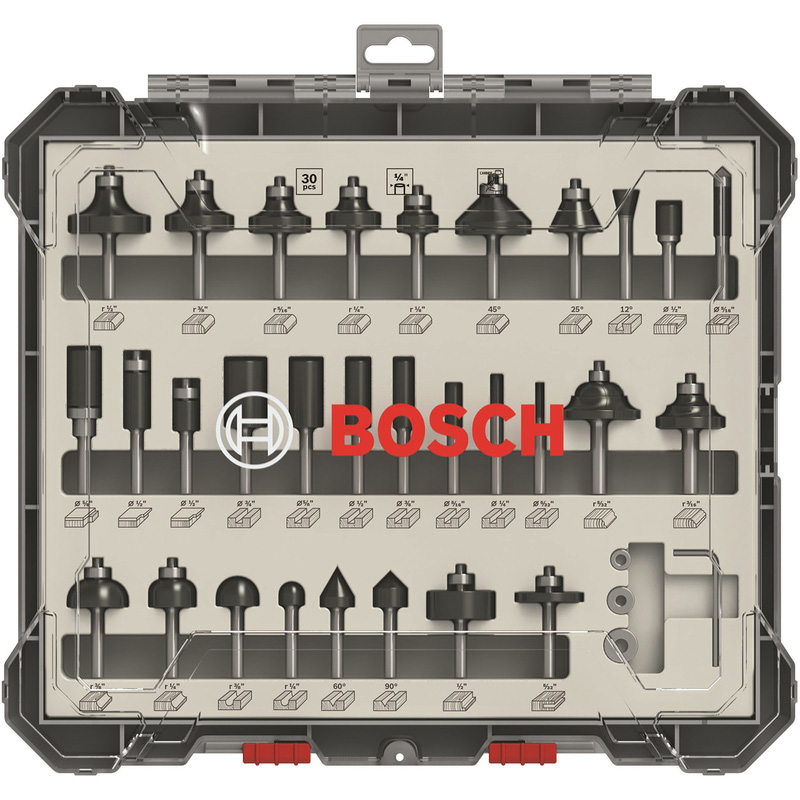 Bosch 1/4" Shank Mixed Router Bit Set 30 Piece