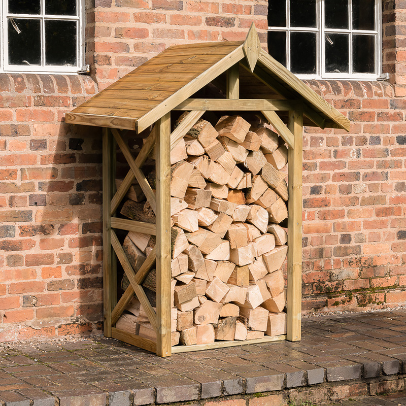 Forest Garden Apex Wall Log Store 214cm(h) x 209cm(w) x 86cm(d)