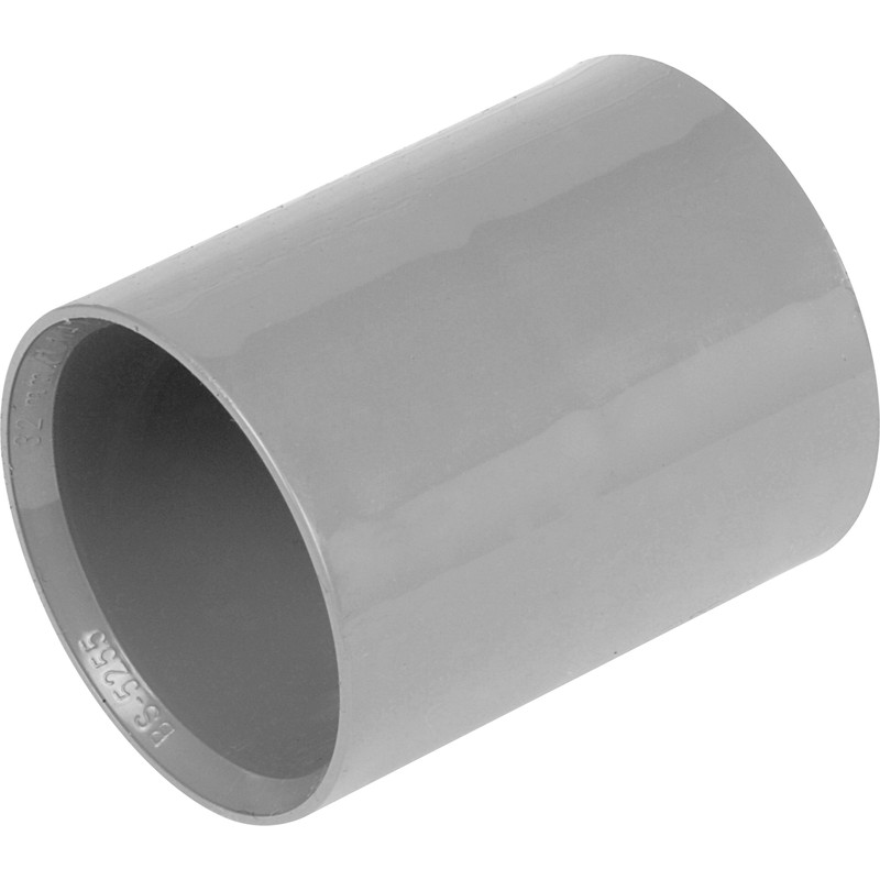 Solvent Weld Straight Coupling 32mm Grey
