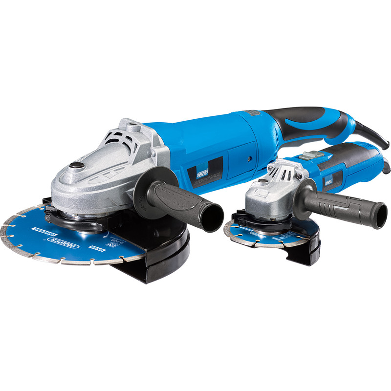 Draper 115mm 600W & 230mm 2100W Angle Grinder Twin Pack 230V