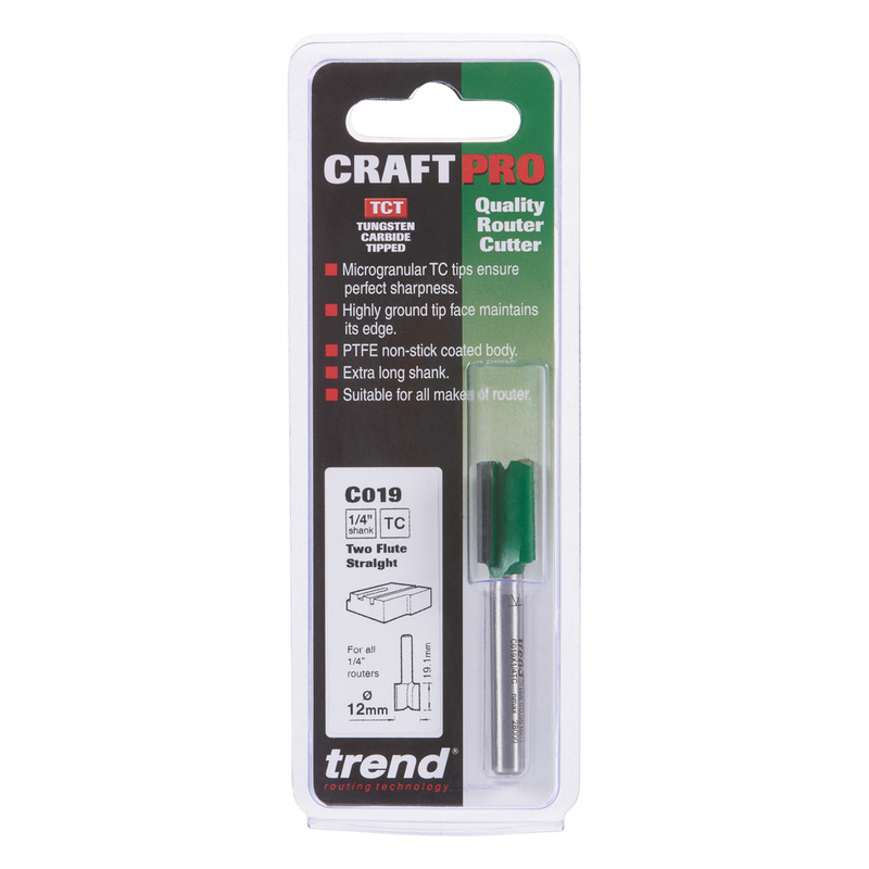 Trend 1/4" Straight Router Cutter 12 x 19.1mm