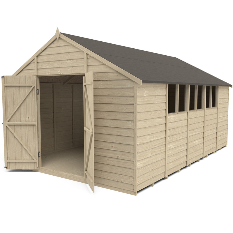 Forest Garden Overlap Pressure Treated Shed - Double Door 10' x 15'