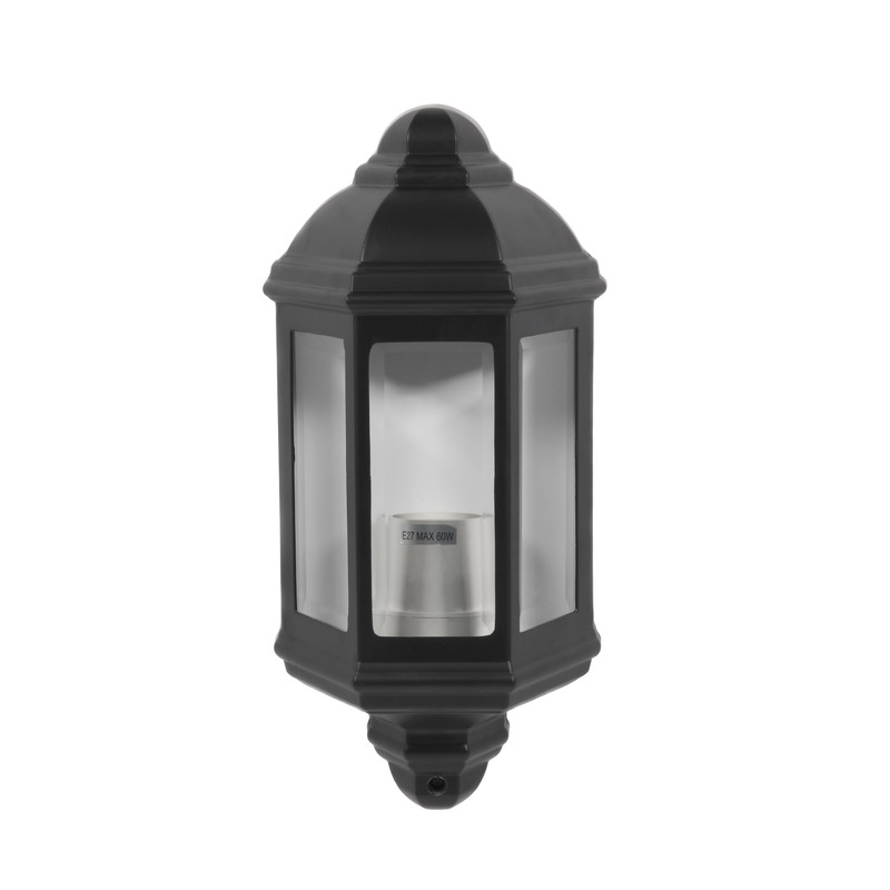 Victorian Style IP33 Half Lantern Black 60W ES