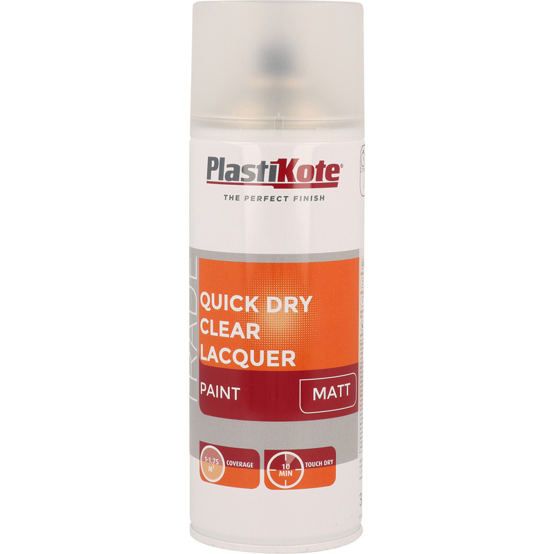 Plastikote Quick Dry Clear Lacquer Spray Paint Matt 400ml