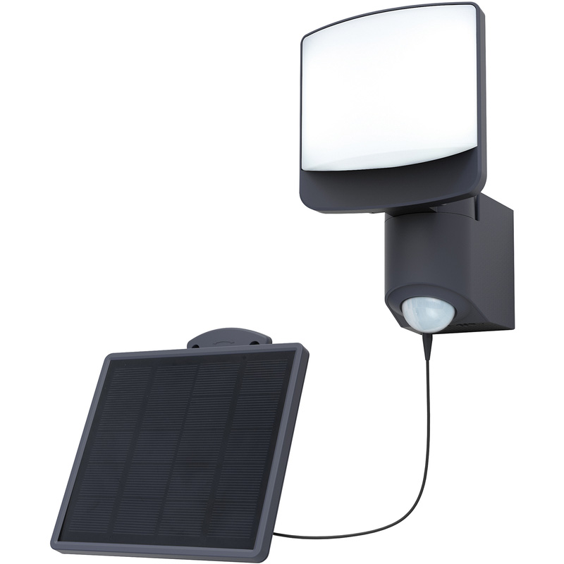 Lutec Sunshine IP54 LED Solar Wall Light 7w 500lm Dark Grey