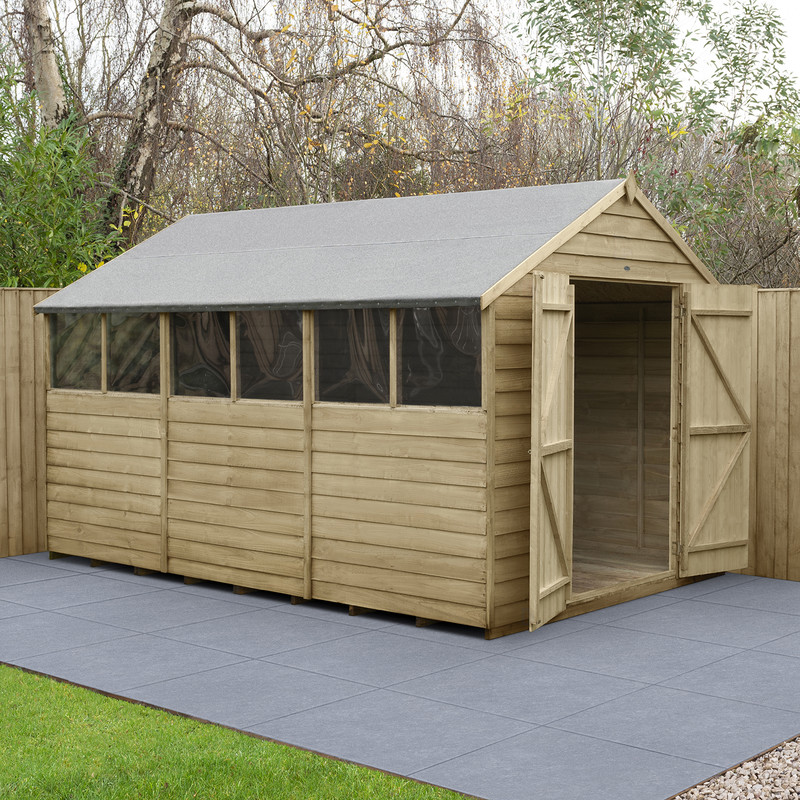 Forest Garden Overlap Pressure Treated Shed - Double Door 12' x 8'