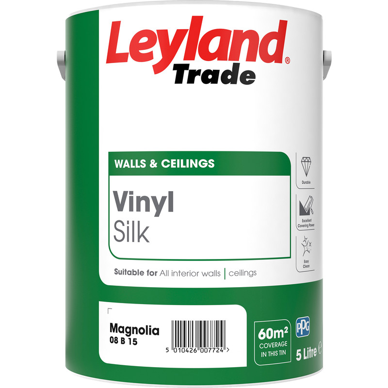 Leyland Trade Vinyl Silk Emulsion Paint 5L Magnolia