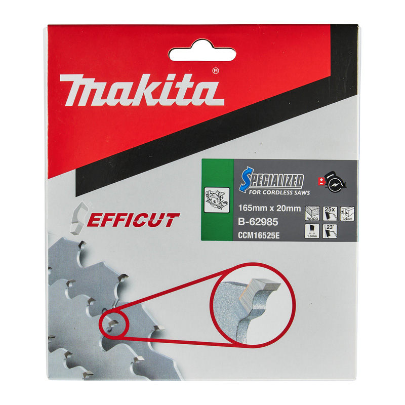 Makita Efficut TCT Cordless Saw Blade 165 x 20 x 25T