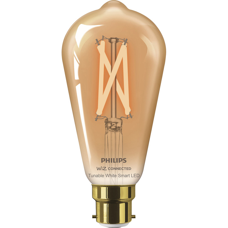 Philips WiZ LED Amber Filament Tunable White Smart Light Bulb ST64 B22 50W