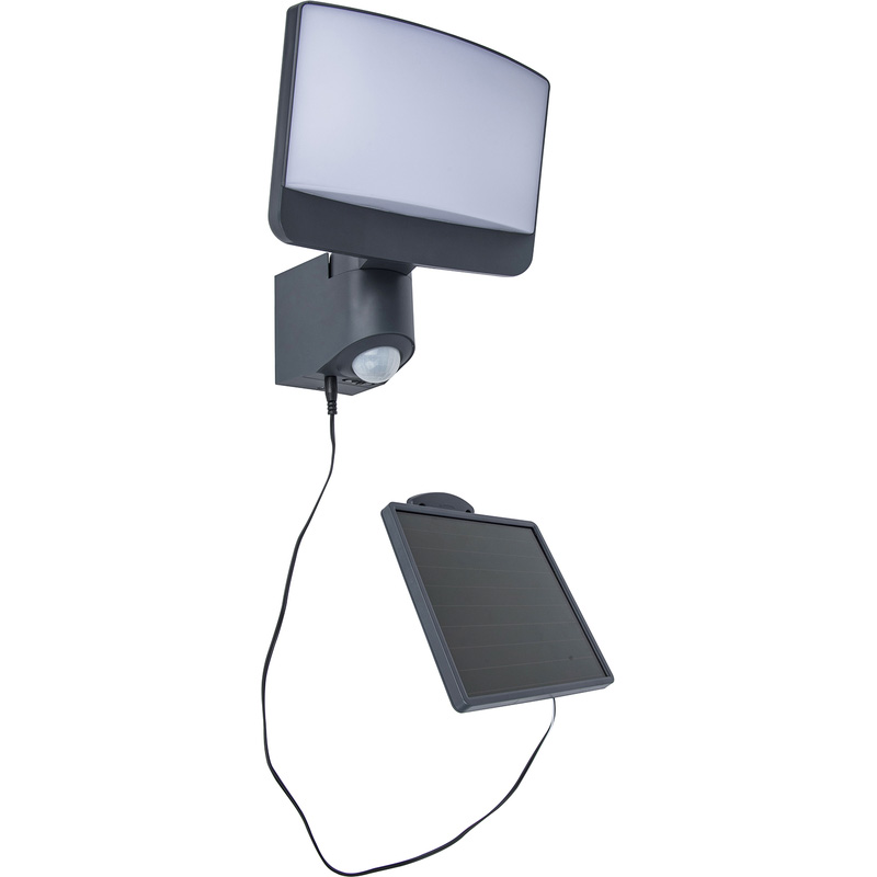 Lutec Sunshine IP54 LED Solar Wall Light 8w 500lm Dark Grey