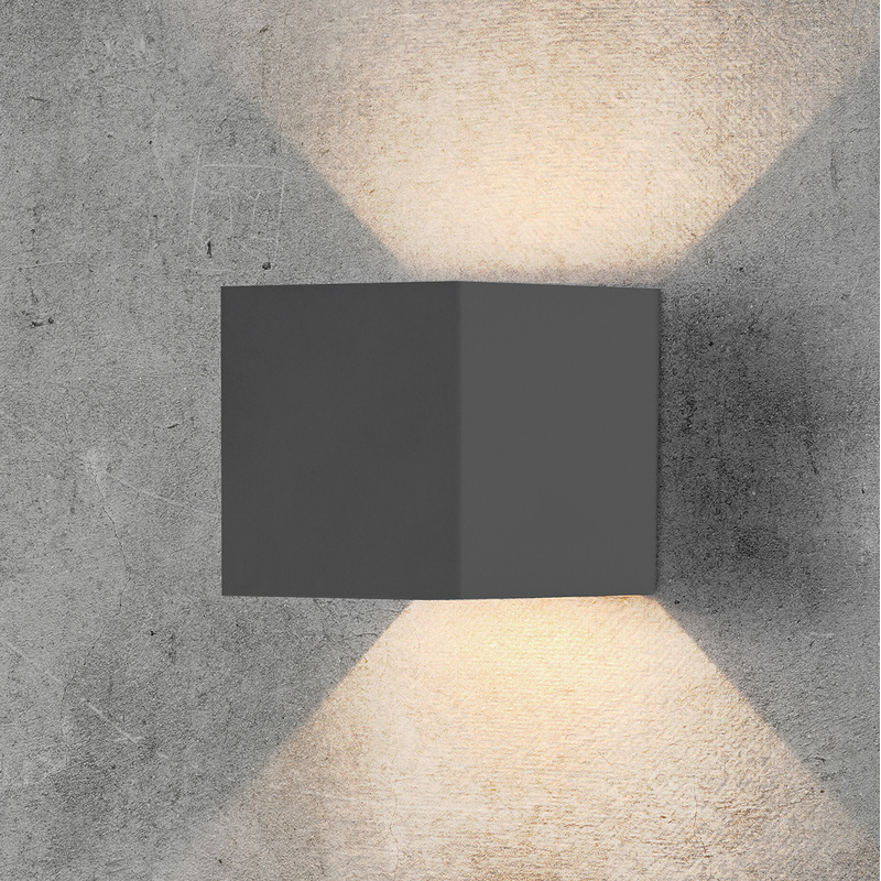 V-TAC 5W LED IP65 Square Wall Light with Adjustable Beam Grey 700lm Cool White