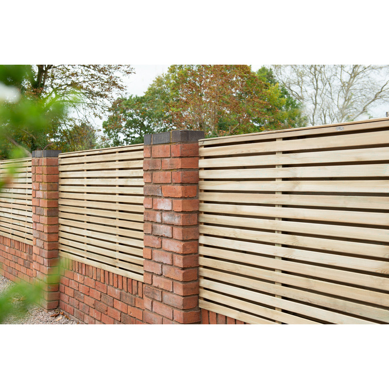 Forest Garden 6ft x 4ft Pressure Treated Contemporary Double Slatted Fence Panel 6' x 4'