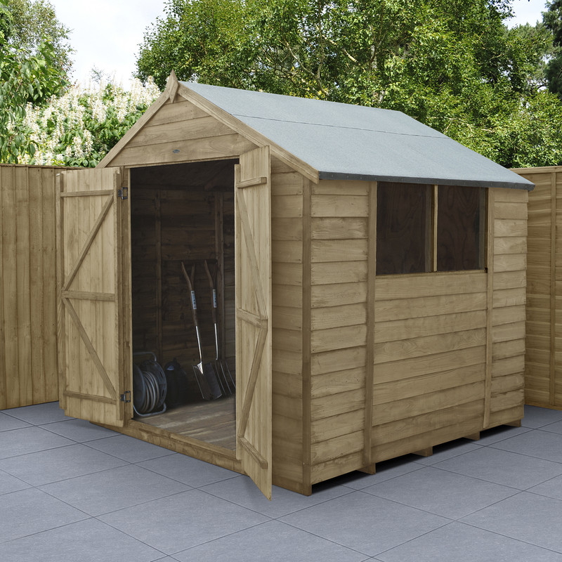 Forest Garden Overlap Pressure Treated Shed - Double Door 7' x 7'