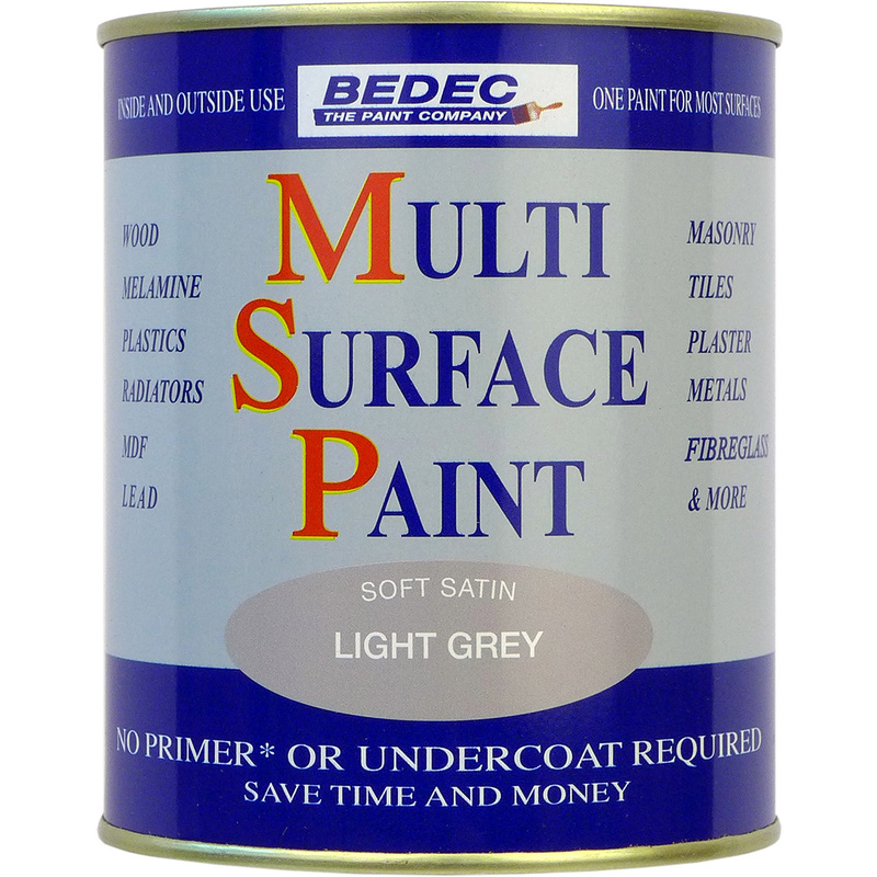 Bedec Multi Surface Paint Satin Light Grey 750ml