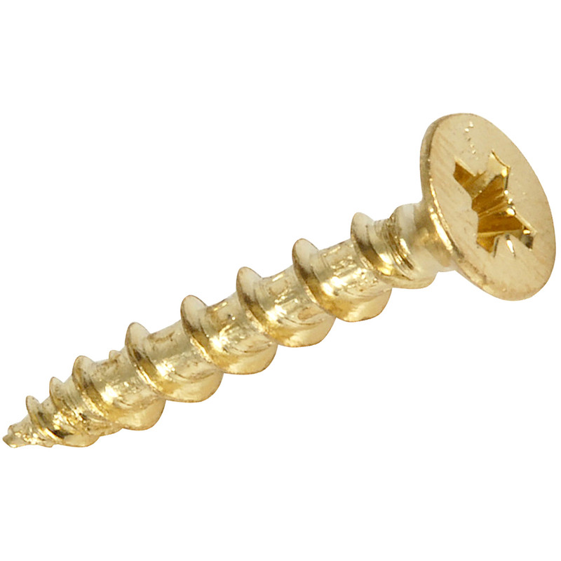 Hinge-Tite Countersunk Brass Plated Pozi Screw 4 x 30mm
