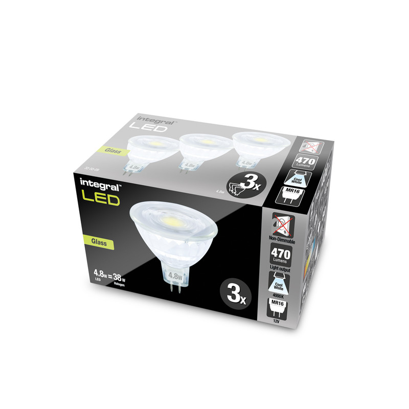 Integral LED 12V MR16 GU5.3 Glass Lamp 3.4W Cool White 345lm