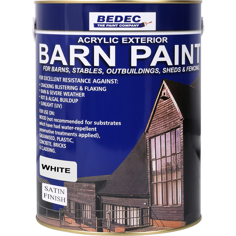 Bedec Barn Paint Satin White 5L