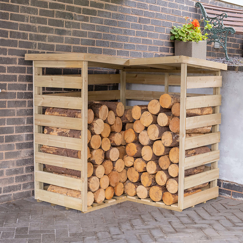 Forest Garden Corner Log Store 134.4cm(h) x 130cm(w) x 130cm(d)
