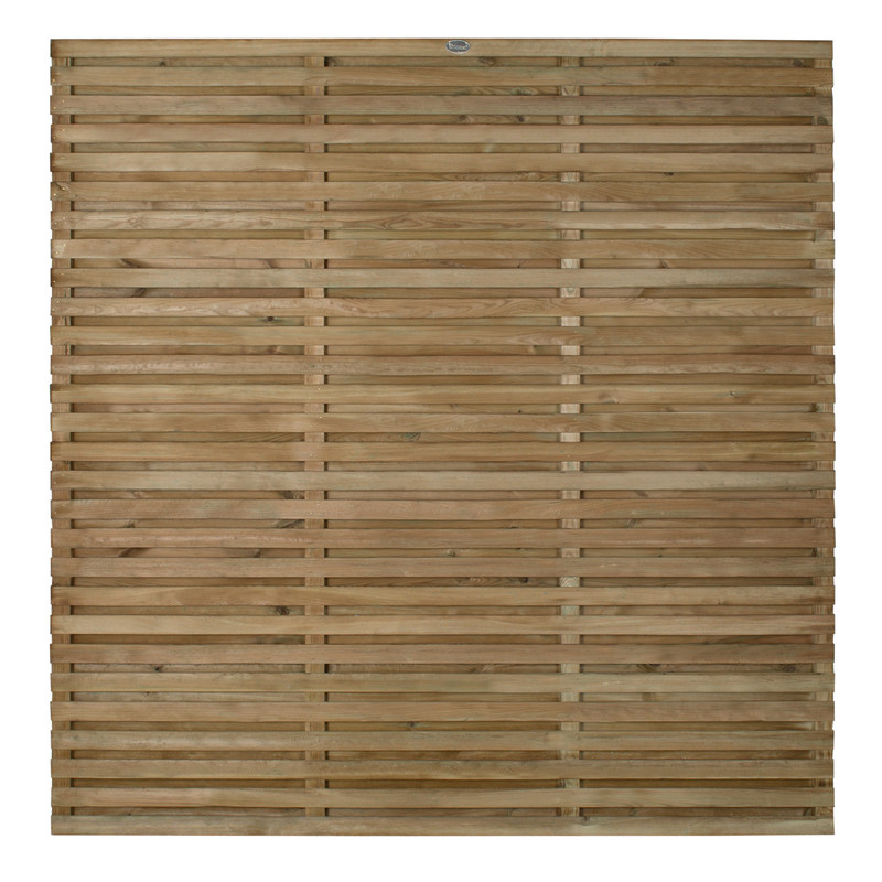 Forest Garden Pressure Treated Contemporary Double Slatted Fence Panel 6' x 6'