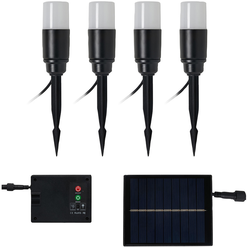 Zink Daw Solar Garden Path Spike Lights 4 Pack Black