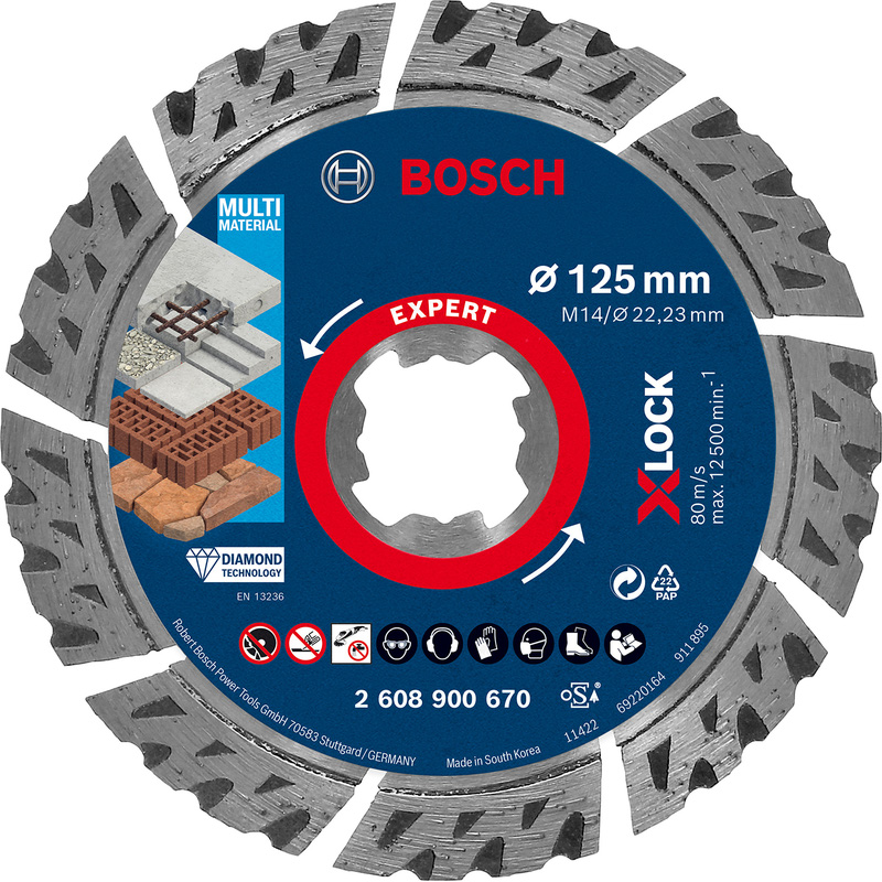 Bosch EXPERT Multi Material Diamond Blade 125 x 22.23mm X-LOCK