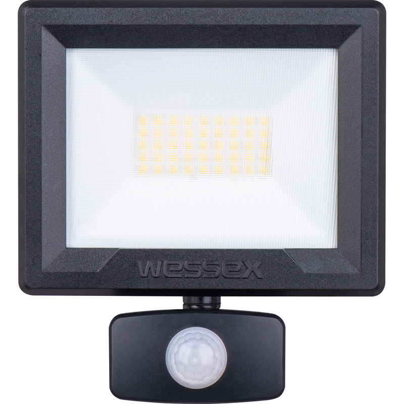 Wessex LED PIR Floodlight IP65 30W 3600lm 4000K Black