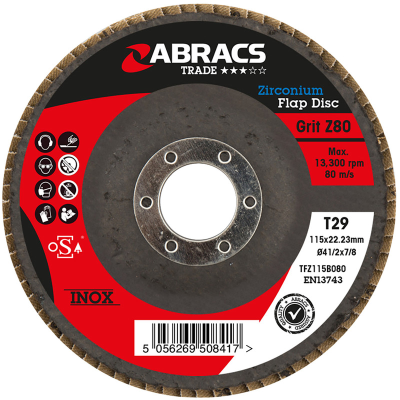Abracs Trade Zirconium Flap Discs 115mm x 80G